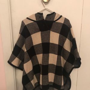 Black and White Zara plaid poncho